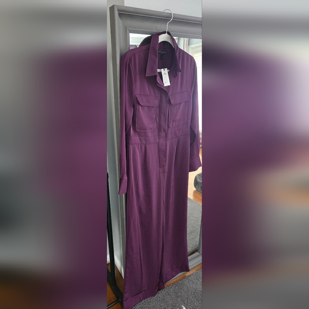 Banana Republic Plum colored wide legged pant jumpsuit.